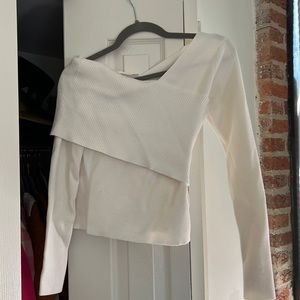 White off the shoulder sweater.